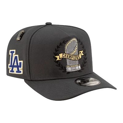 Los Angeles Dodgers Charcoal Gray 2025 World Series Champions Locker Room Parade New Era 9FIFTY A-Frame Snapback Hat