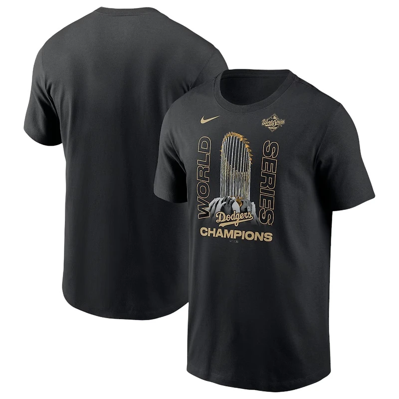 Los Angeles Dodgers Nike Black 2025 World Series Champions Raise The Trophy T-Shirt