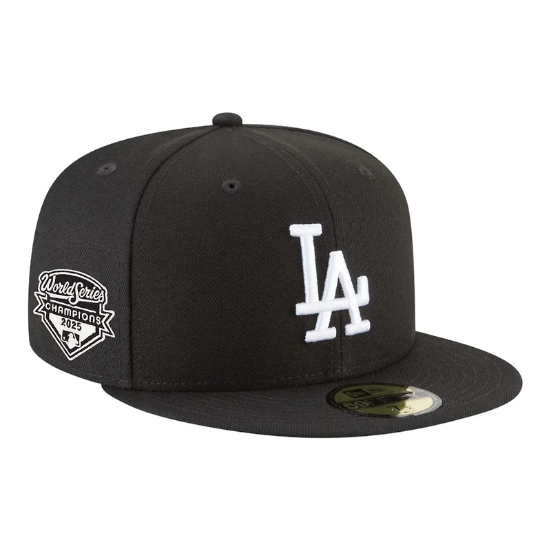 Los Angeles Dodgers Black and White 2025 World Series Champions Patch Grey UV New Era 59FIFTY Fitted Hat