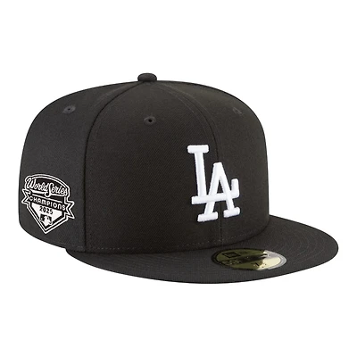Los Angeles Dodgers Black and White 2025 World Series Champions Patch Grey UV New Era 59FIFTY Fitted Hat