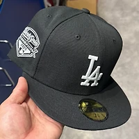 Los Angeles Dodgers Black and White 2025 World Series Champions Patch Grey UV New Era 59FIFTY Fitted Hat