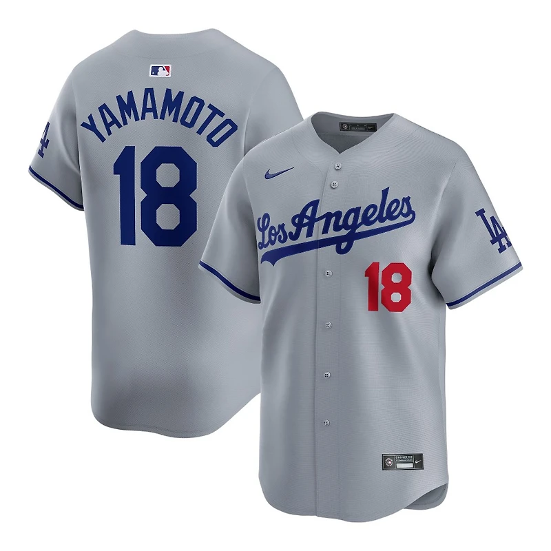 Los Angeles Dodgers Yoshinobu Yamamoto "Los Angeles" Script Grey Alternate Road Nike Limited Player Jersey
