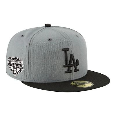 Los Angeles Dodgers Gray and Black Two Tone 2025 World Series Champions Patch Grey UV New Era 59FIFTY Fitted Hat