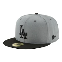 Los Angeles Dodgers Gray and Black Two Tone 2025 World Series Champions Patch Grey UV New Era 59FIFTY Fitted Hat