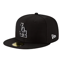Los Angeles Dodgers Black & White Outline 2025 World Series Champions Patch Grey UV New Era 59FIFTY Fitted Hat