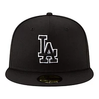 Los Angeles Dodgers Black & White Outline 2025 World Series Champions Patch Grey UV New Era 59FIFTY Fitted Hat