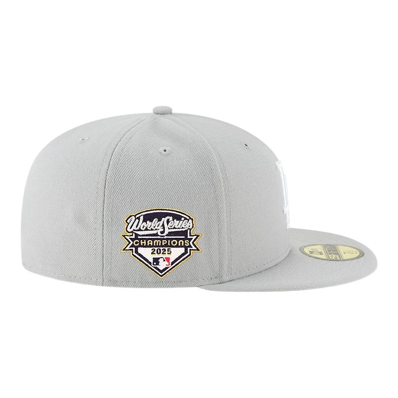 Los Angeles Dodgers Gray 2025 World Series Champions Patch Grey UV New Era 59FIFTY Fitted Hat