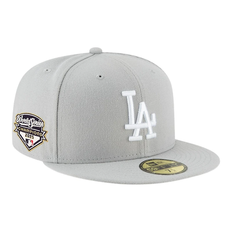 Los Angeles Dodgers Gray 2025 World Series Champions Patch Grey UV New Era 59FIFTY Fitted Hat