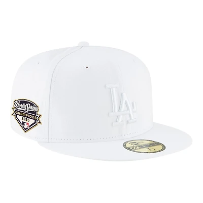 Los Angeles Dodgers All White 2025 World Series Champions Patch Grey UV New Era 59FIFTY Fitted Hat