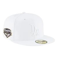 Los Angeles Dodgers All White 2025 World Series Champions Patch Grey UV New Era 59FIFTY Fitted Hat