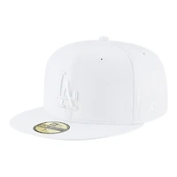 Los Angeles Dodgers All White 2025 World Series Champions Patch Grey UV New Era 59FIFTY Fitted Hat