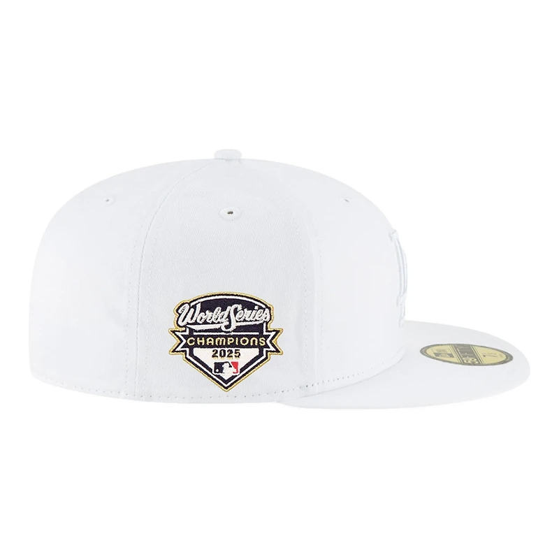 Los Angeles Dodgers All White 2025 World Series Champions Patch Grey UV New Era 59FIFTY Fitted Hat