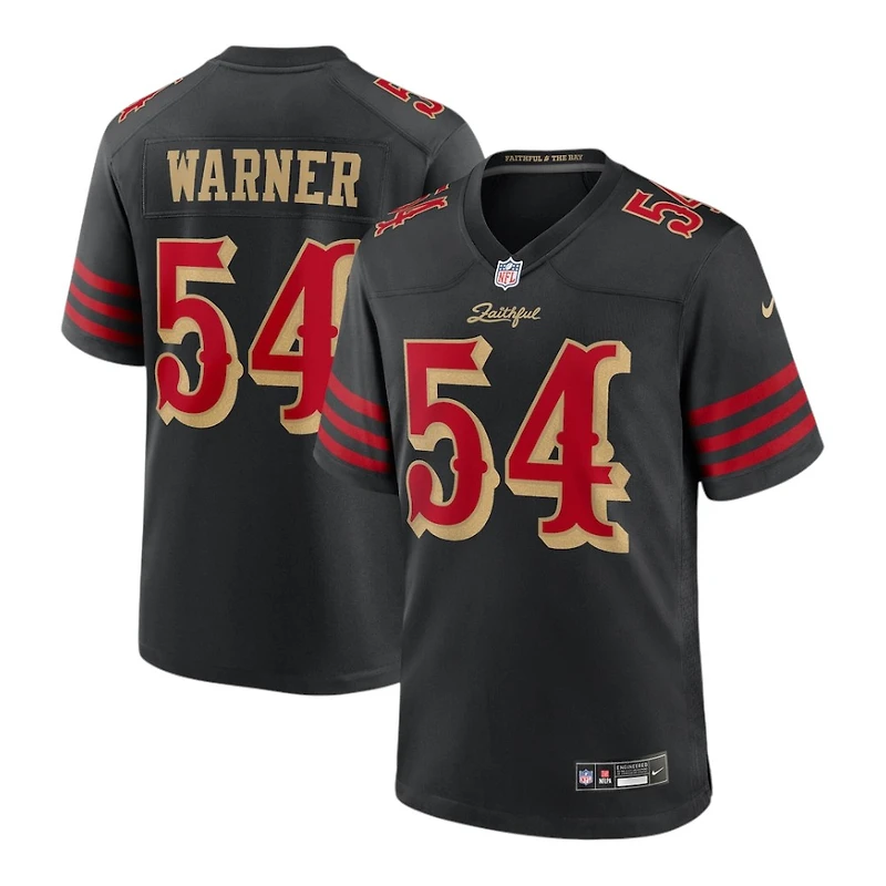 San Francisco 49ers Fred Warner Black 2025 Rivalries Collection Nike Game Jersey