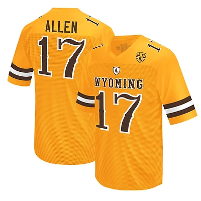 Wyoming Cowboys Josh Allen Gold #17 Retirement Patch Original Retro Brand NCAA College Jersey