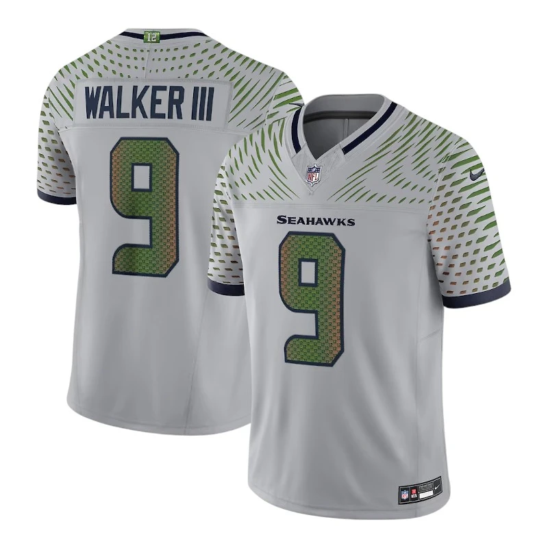 Seattle Seahawks Kenneth Walker III Wolf Gray 2025 Rivalries Collection Nike Vapor F.U.S.E Limited Jersey