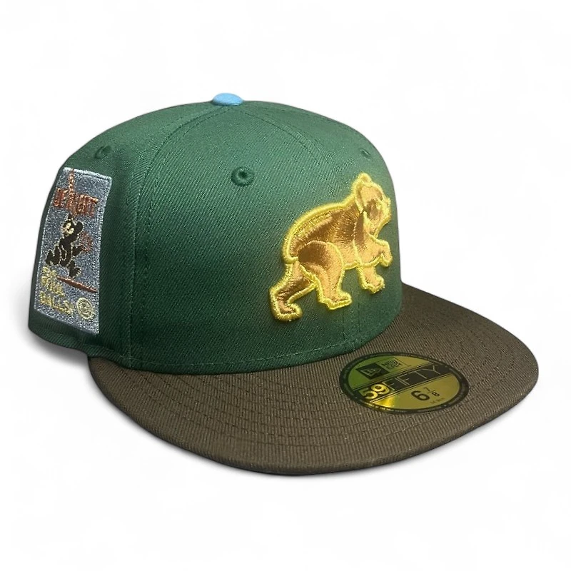 Chicago Cubs Cilantro Green and Walnut Be Alert Patch Sky Blue UV New Era 59FIFTY Fitted Hat