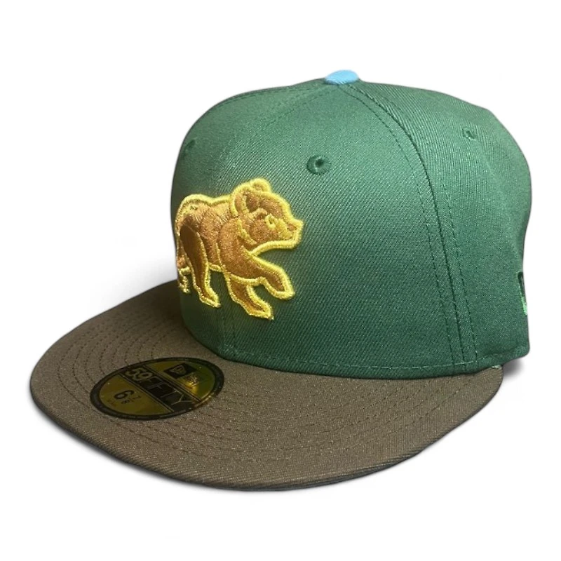 Chicago Cubs Cilantro Green and Walnut Be Alert Patch Sky Blue UV New Era 59FIFTY Fitted Hat