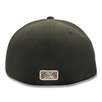 Louisville Bats Black and Silver Metallic Team Logo Patch Gray UV MiLB New Era 59FIFTY Fitted Hat