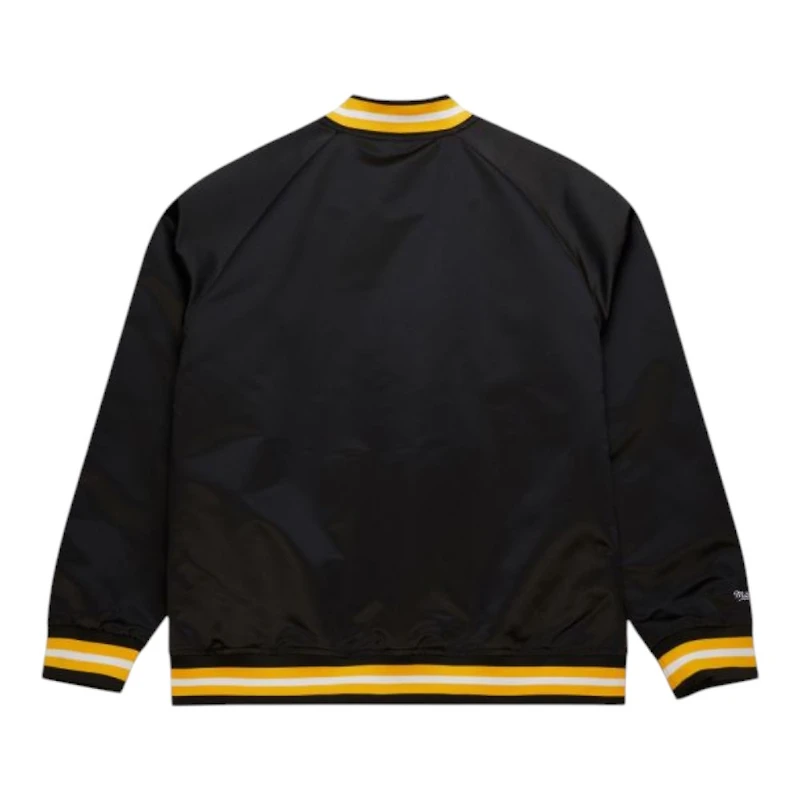 Pittsburgh Steelers Black Mitchell & Ness Lightweight Satin Raglan Full-Snap Jacket