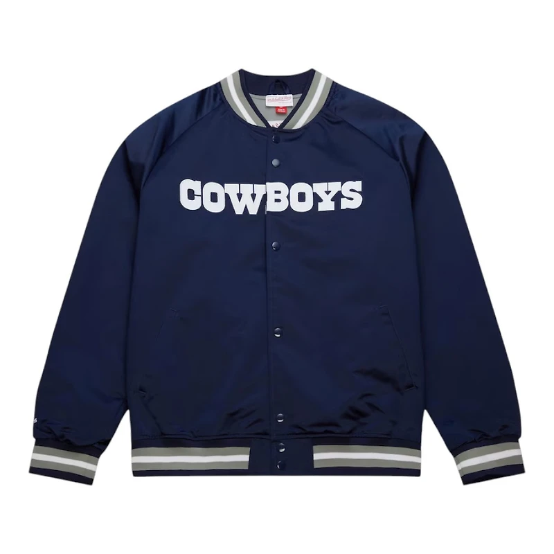 Dallas Cowboys Navy Mitchell & Ness Lightweight Satin Raglan Full-Snap Jacket