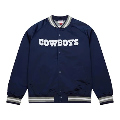 Dallas Cowboys Navy Mitchell & Ness Lightweight Satin Raglan Full-Snap Jacket