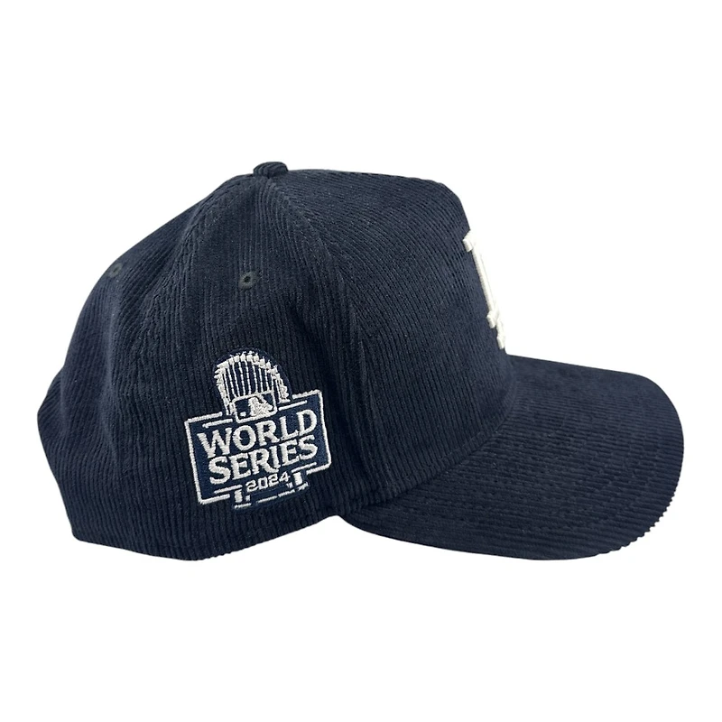 Los Angeles Dodgers Navy Corduroy 2024 WS Patch Grey UV New Era 9FIFTY A-Frame Snapback Hat