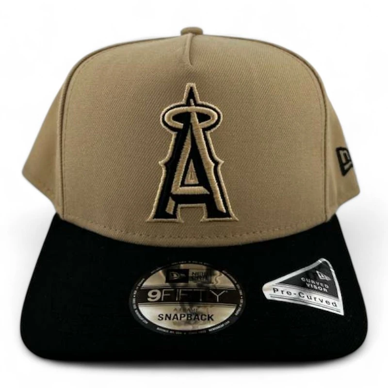 Anaheim Angels Khaki and Black Basic "Halos Collection" Black UV 9FIFTY A-Frame Snapback Hat