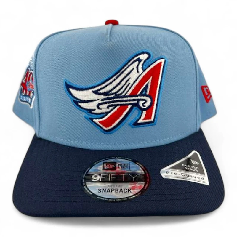 Anaheim Angels Sky Blue and Navy "Halos Collection" 40th Anniversary Patch Green UV 9FIFTY A-Frame Snapback Hat