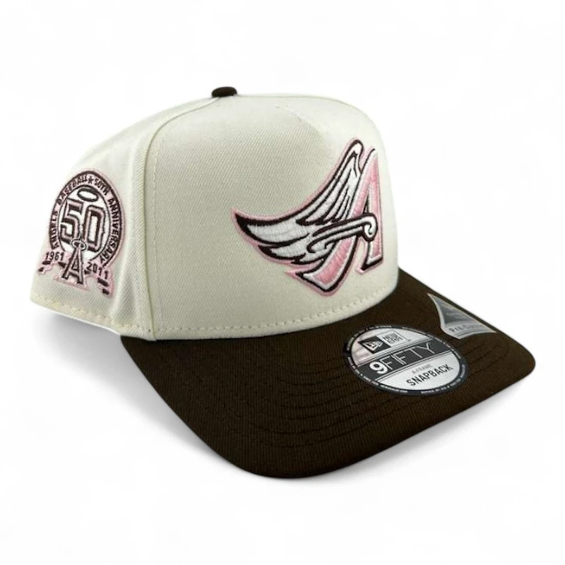 Anaheim Angels Chrome and Brown "Halos Collection" 50th Anniversary Patch Pink UV 9FIFTY A-Frame Snapback Hat