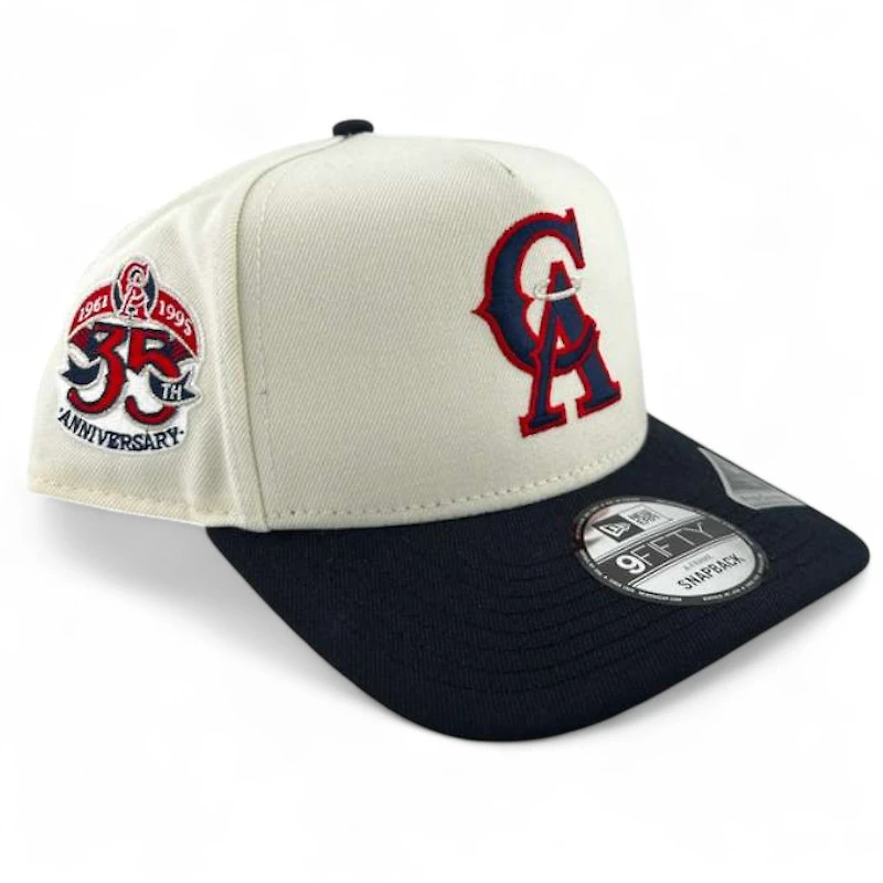 California Angels Chrome and Navy "Halos Collection" 35th Anniversary Patch Dark Gray UV 9FIFTY A-Frame Snapback Hat