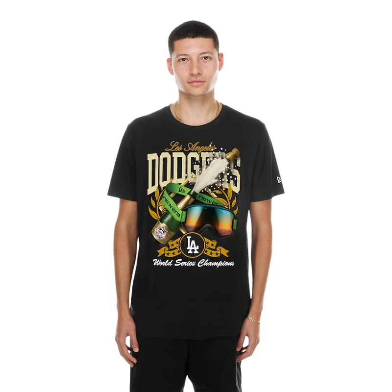 Los Angeles Dodgers Black 2025 World Series Champions Champagne New Era T-Shirt