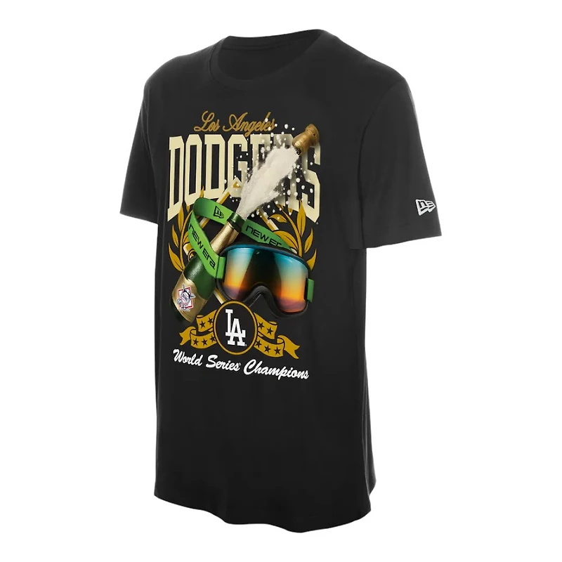 Los Angeles Dodgers Black 2025 World Series Champions Champagne New Era T-Shirt
