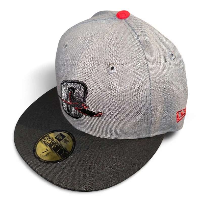 Orlando Rays Gray and Black Southern League Patch Scarlet UV MiLB New Era 59FIFTY Fitted Hat