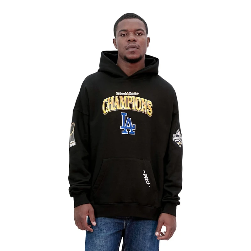 Los Angeles Dodgers Black 2025 World Series Drop Shoulder Pullover Hoodie