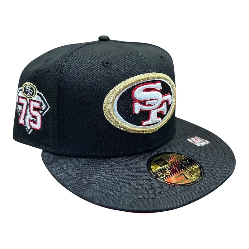 San Francisco 49ers Black Camo Two Tone 75 Years Patch Red UV New Era 59FIFTY Fitted Hat