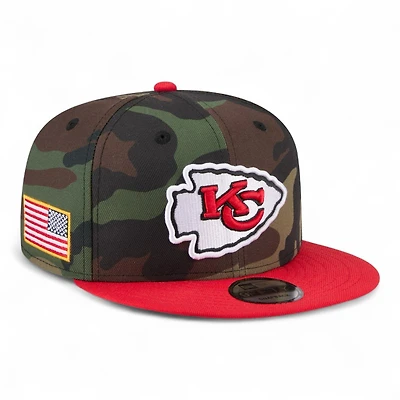 Kansas City Chiefs Dark Camo 2025 NFL Salute to Service Fan Gear New Era 9FIFTY Snapback Hat