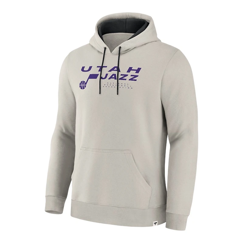 Utah Jazz Fanatics Off White Crossover Collection Blocked Shot Premium Pullover Hoodie