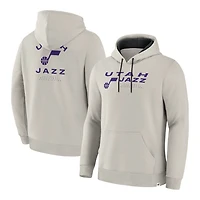 Utah Jazz Fanatics Off White Crossover Collection Blocked Shot Premium Pullover Hoodie