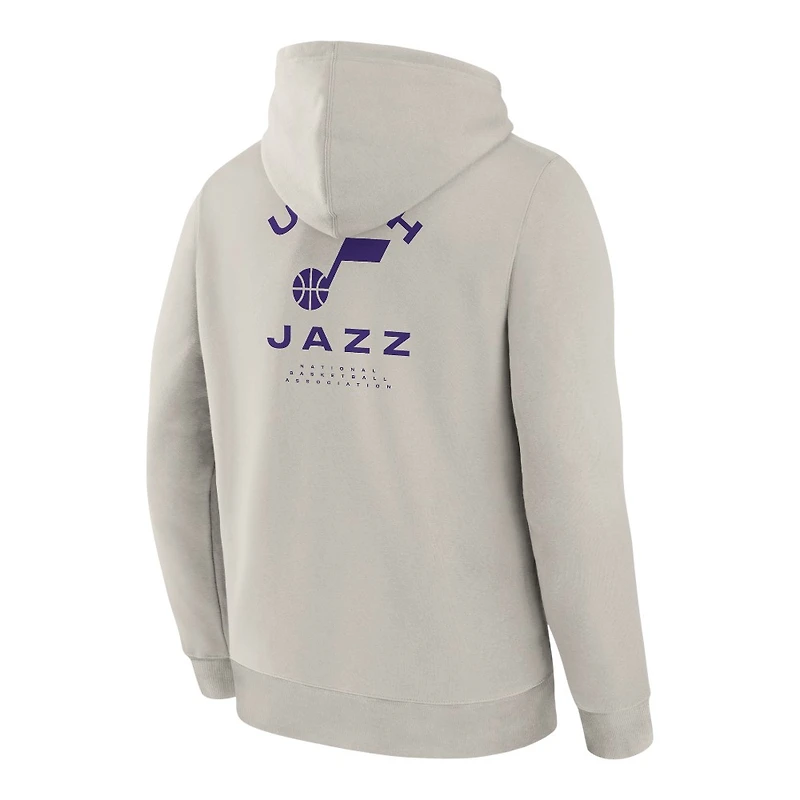 Utah Jazz Fanatics Off White Crossover Collection Blocked Shot Premium Pullover Hoodie