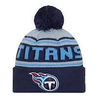Tennessee Titans Navy Team Wordmark New Era Cuffed Knit Pom Beanie Hat