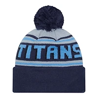 Tennessee Titans Navy Team Wordmark New Era Cuffed Knit Pom Beanie Hat