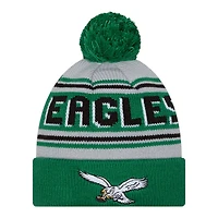 Philadelphia Eagles Kelly Green Historic Team Wordmark New Era Cuffed Knit Pom Beanie Hat