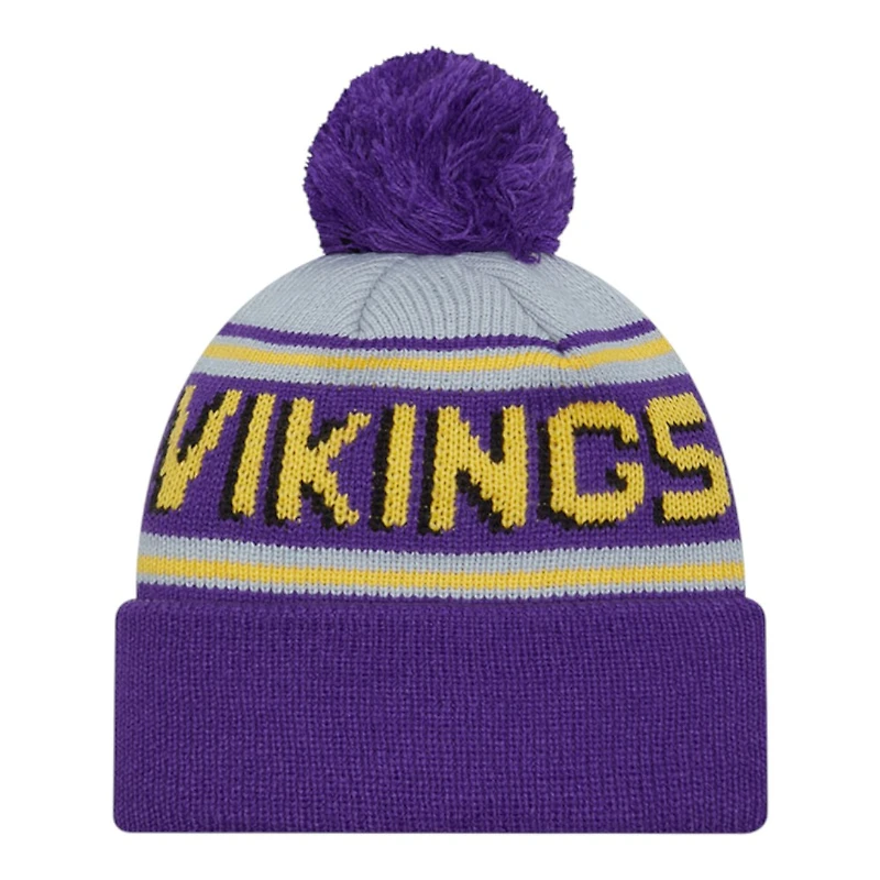Minnesota Vikings Purple Team Wordmark New Era Cuffed Knit Pom Beanie Hat