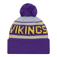 Minnesota Vikings Purple Team Wordmark New Era Cuffed Knit Pom Beanie Hat