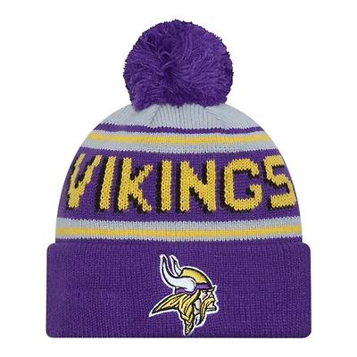 Minnesota Vikings Purple Team Wordmark New Era Cuffed Knit Pom Beanie Hat