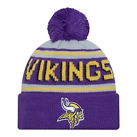 Minnesota Vikings Purple Team Wordmark New Era Cuffed Knit Pom Beanie Hat