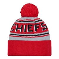 Kansas City Chiefs Red Team Wordmark New Era Cuffed Knit Pom Beanie Hat