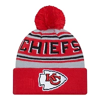 Kansas City Chiefs Red Team Wordmark New Era Cuffed Knit Pom Beanie Hat