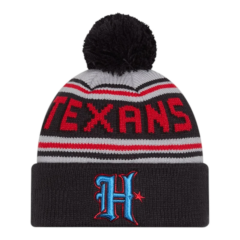 Houston Texans Black Team Wordmark New Era Cuffed Knit Pom Beanie Hat