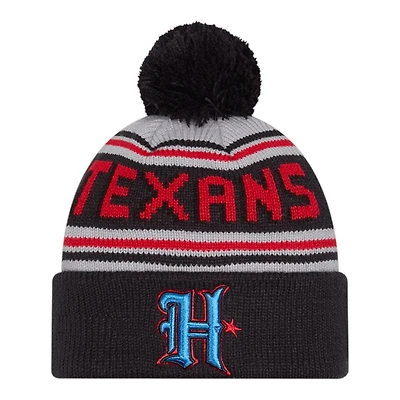 Houston Texans Black Team Wordmark New Era Cuffed Knit Pom Beanie Hat